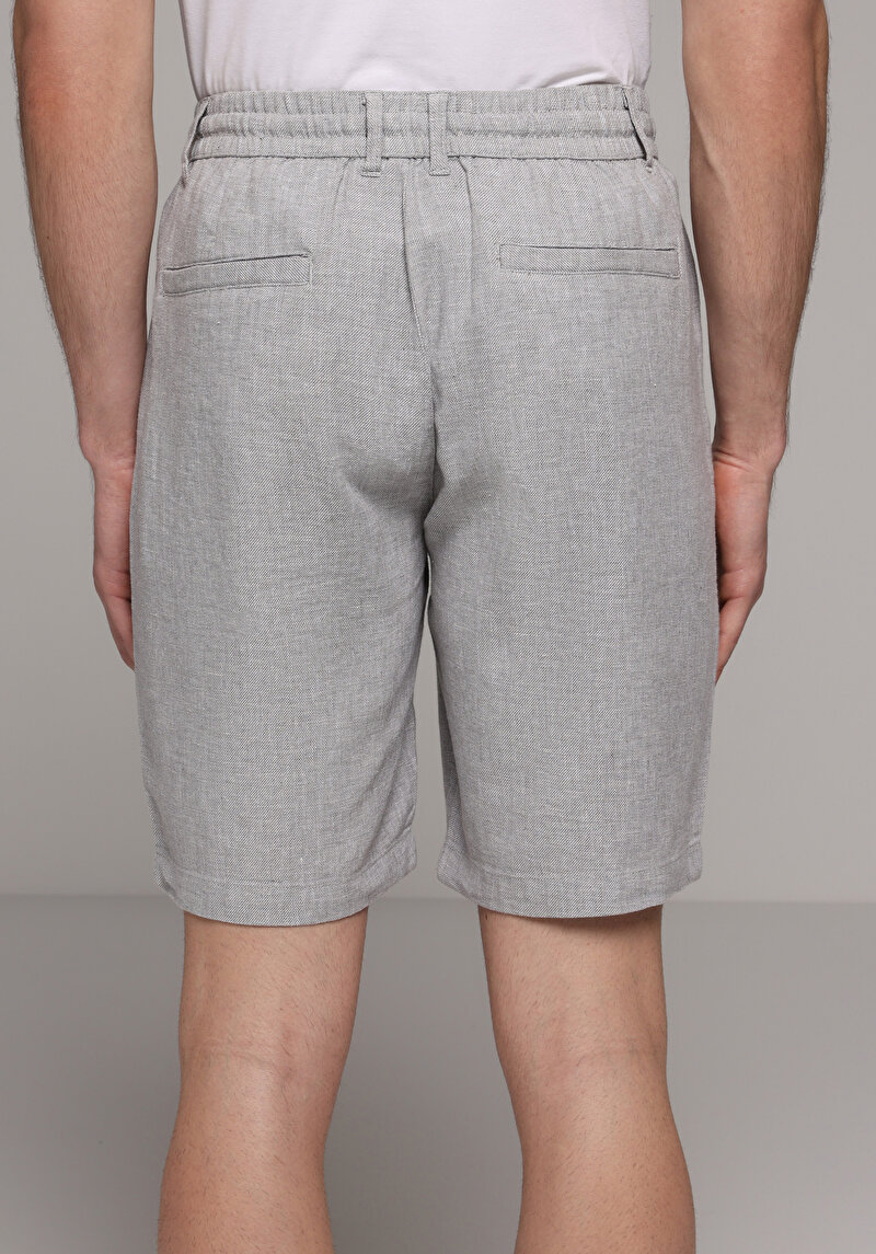 Regular Fit Orta Bel Düz Erkek Gri Şort