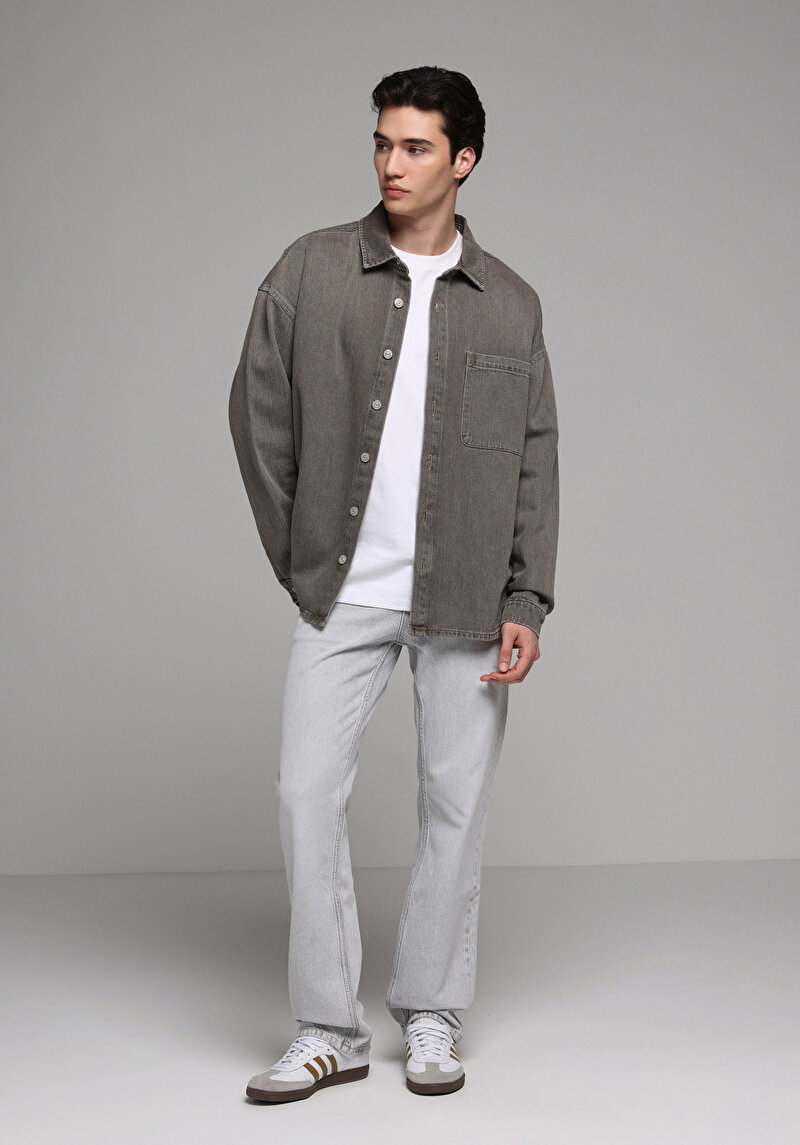 Regular Fit   Erkek Grey Denim Jean Pantolon