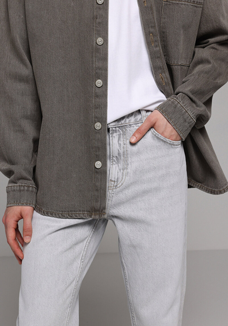 Regular Fit   Erkek Grey Denim Jean Pantolon