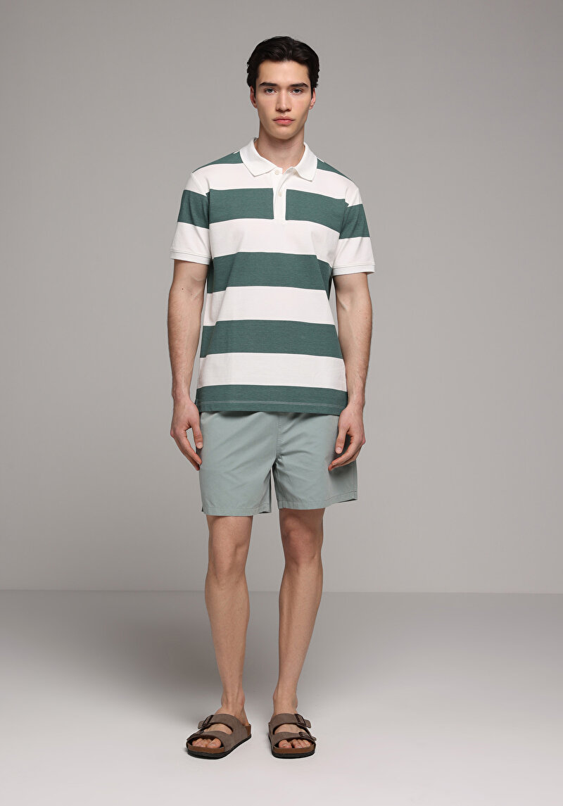 Slim Fit Düz Erkek Gri Deniz Şortu