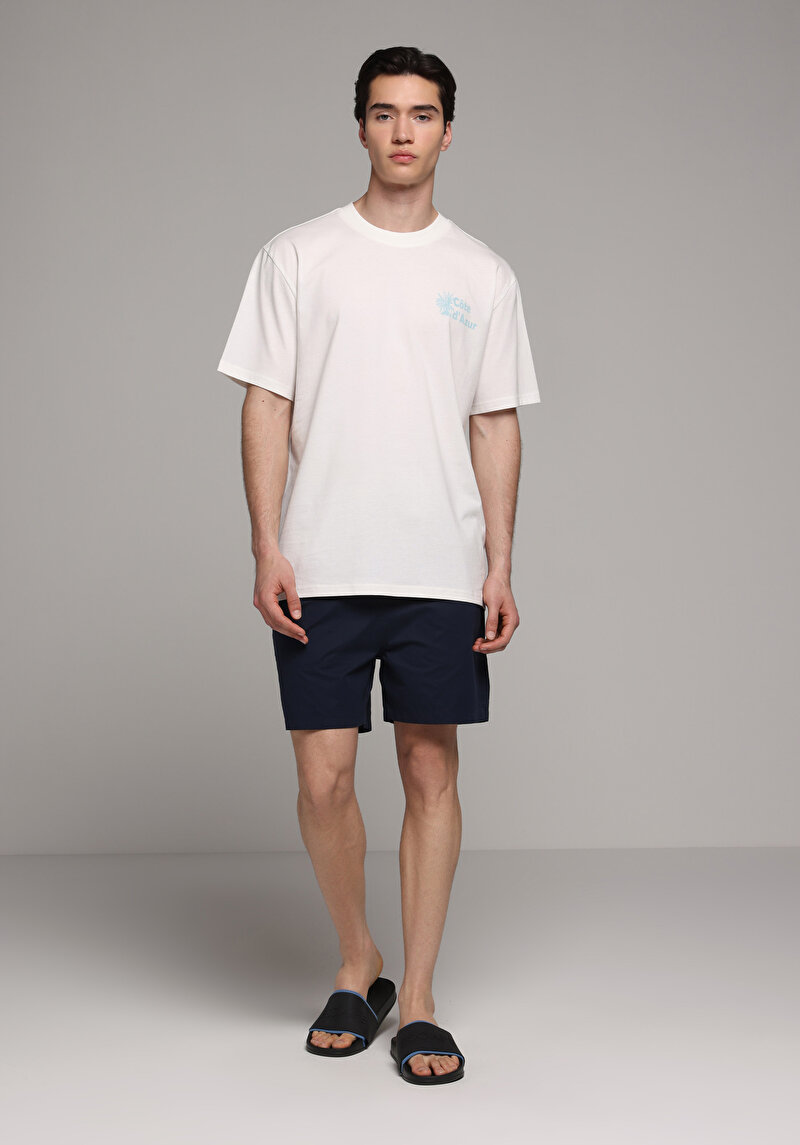 Slim Fit Düz Erkek Lacivert Deniz Şortu