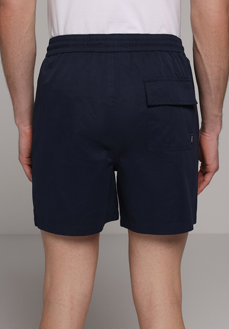 Slim Fit Düz Erkek Lacivert Deniz Şortu