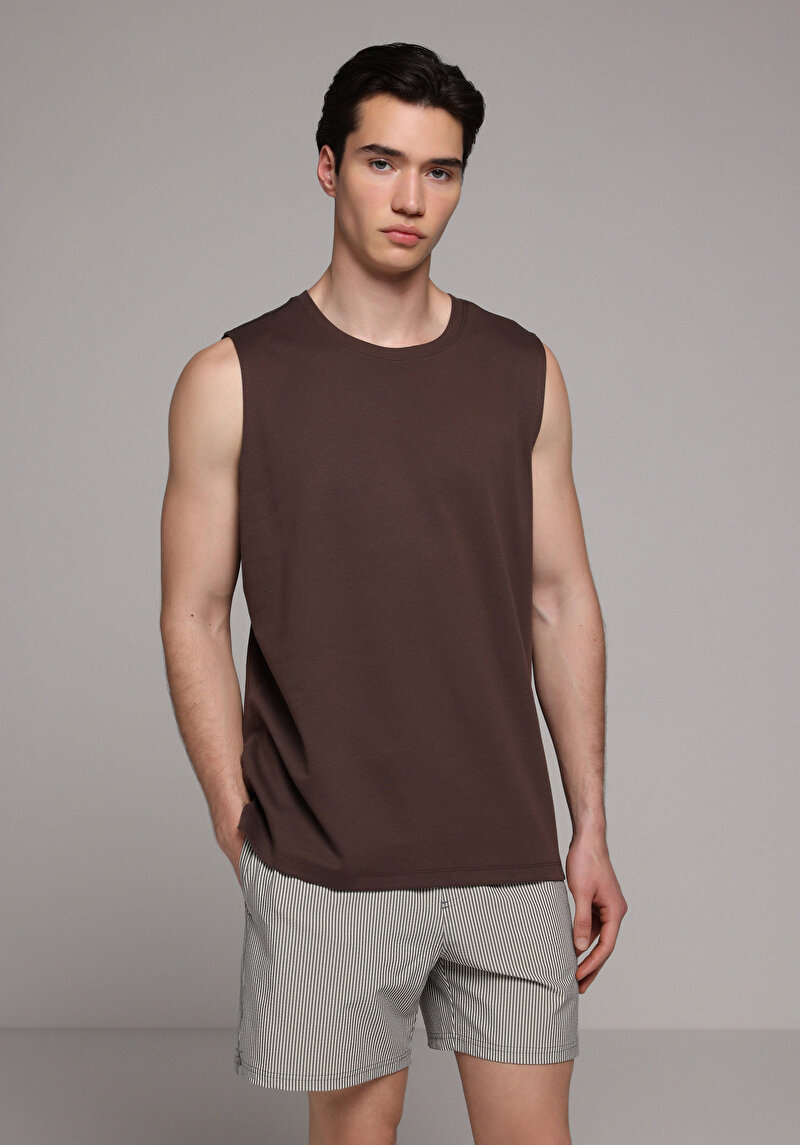 Regular Fit Erkek Kahverengi Atlet