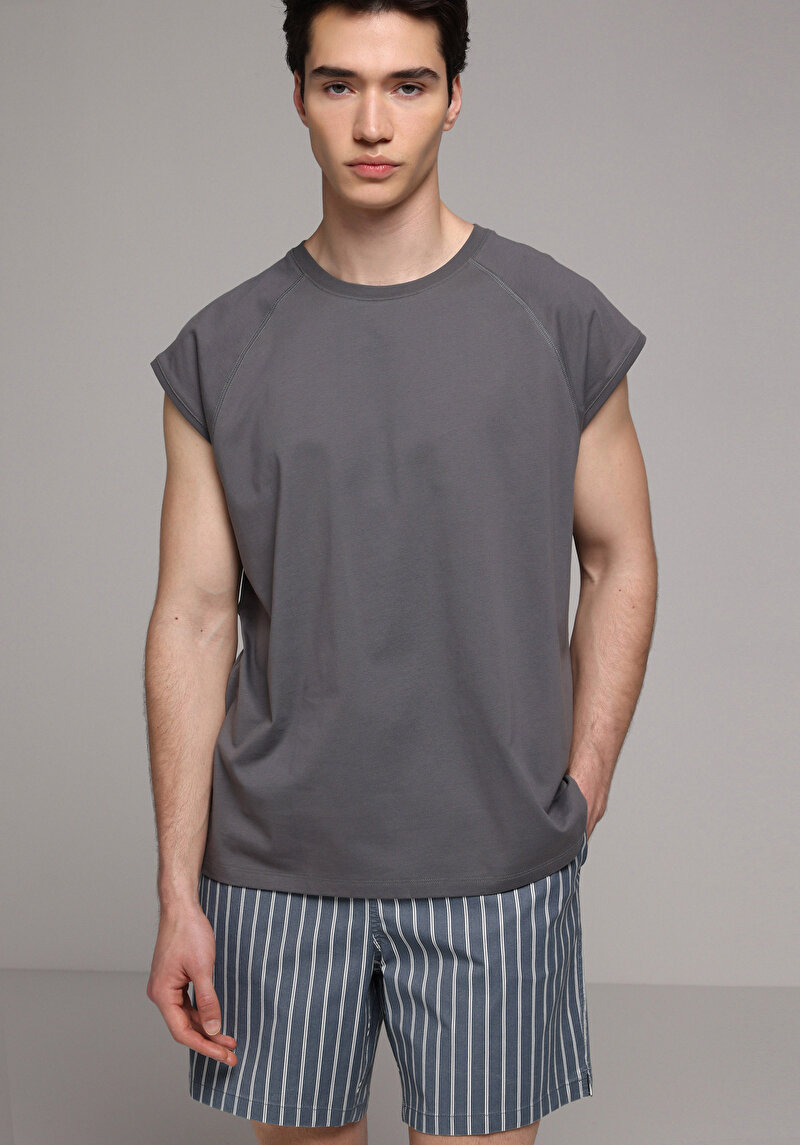 Boxy Fit Erkek Antrasit Atlet