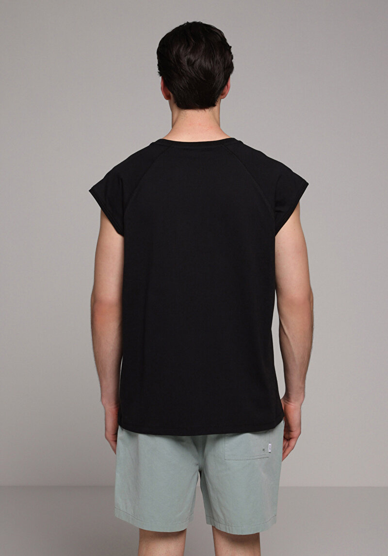 Boxy Fit Erkek Siyah Atlet