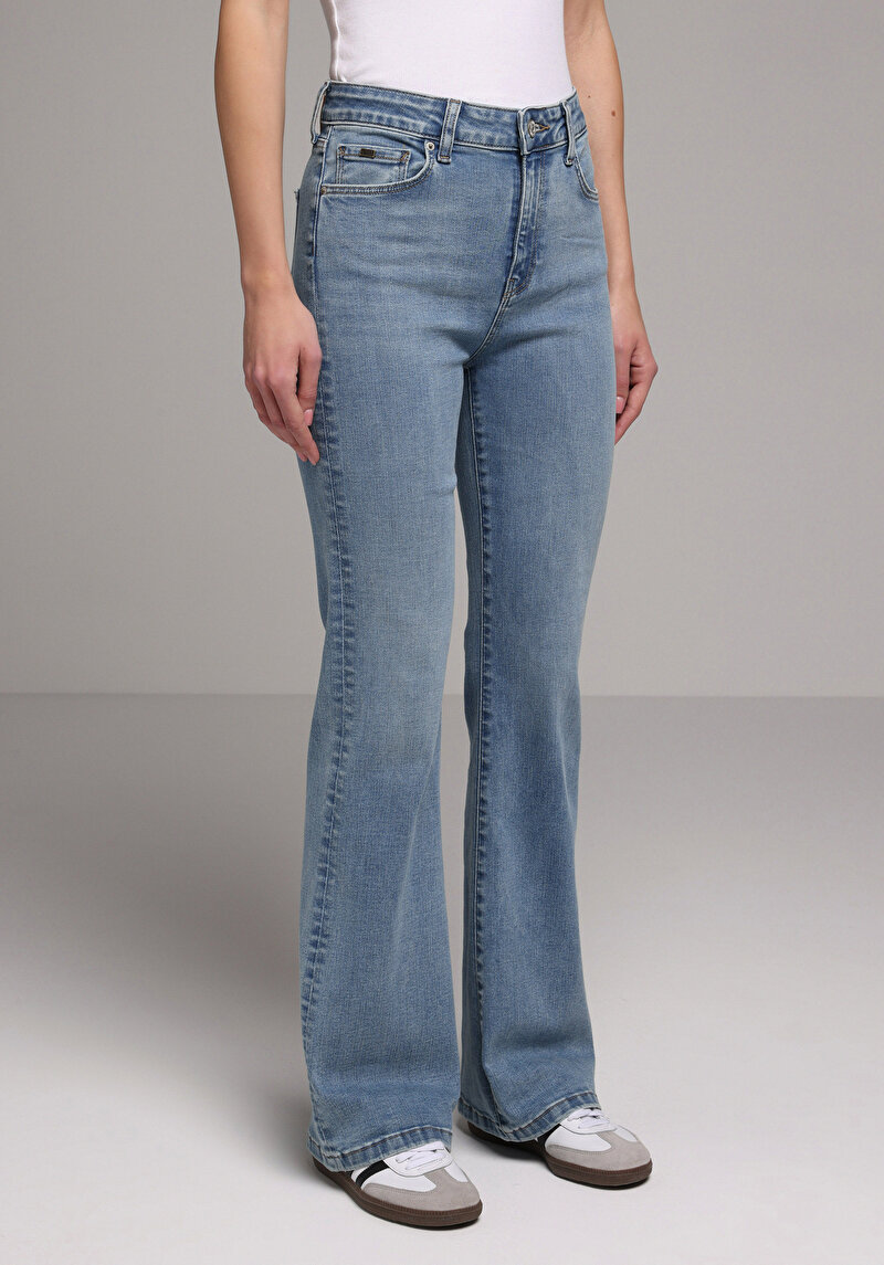 Regular Fit Kadın Mid İndigo Denim Jean Pantolon