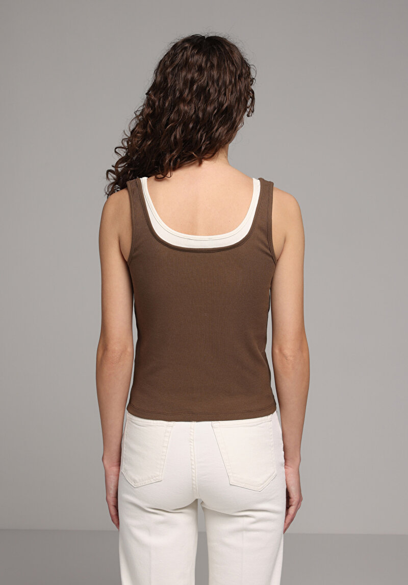 Slim Fit Kadın Kahverengi Atlet