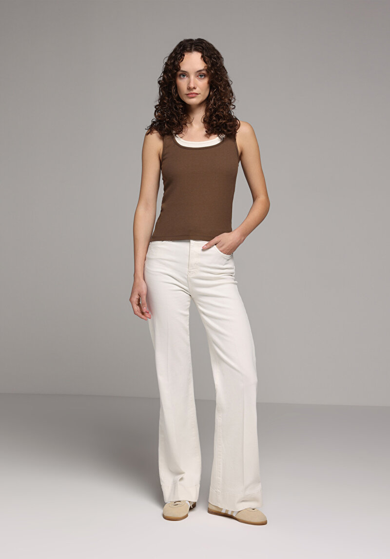 Slim Fit Kadın Kahverengi Atlet