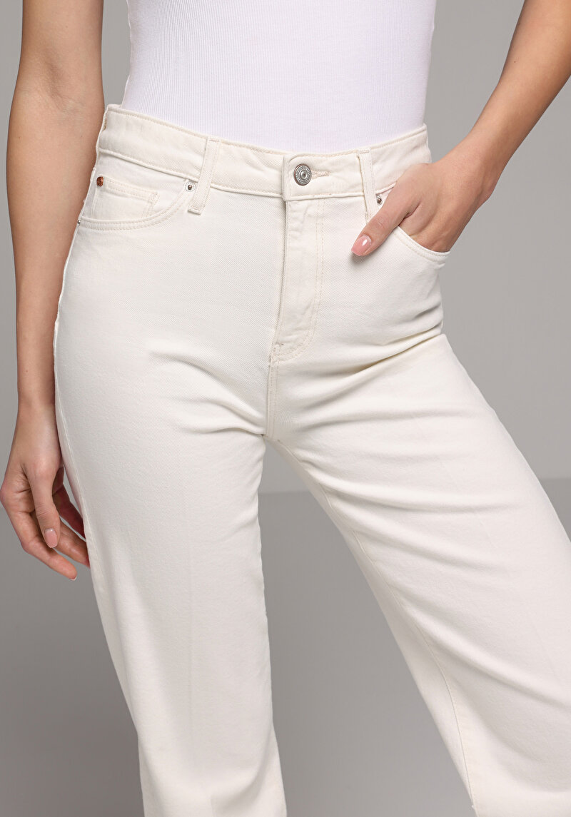 Regular Fit   Kadın White Denim Jean Pantolon
