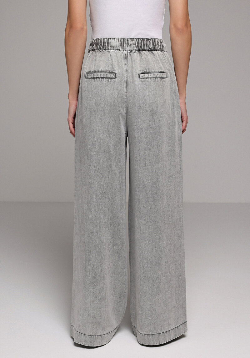 Loose Fit   Kadın Grey Denim Jean Pantolon