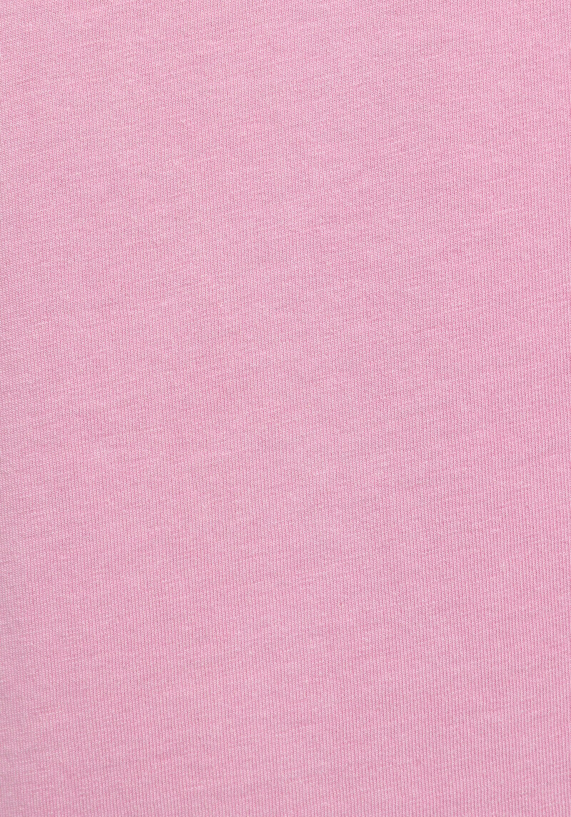Oversize Fit Yuvarlak Yaka Düz Kadın Pembe Kısa Kol Tişört