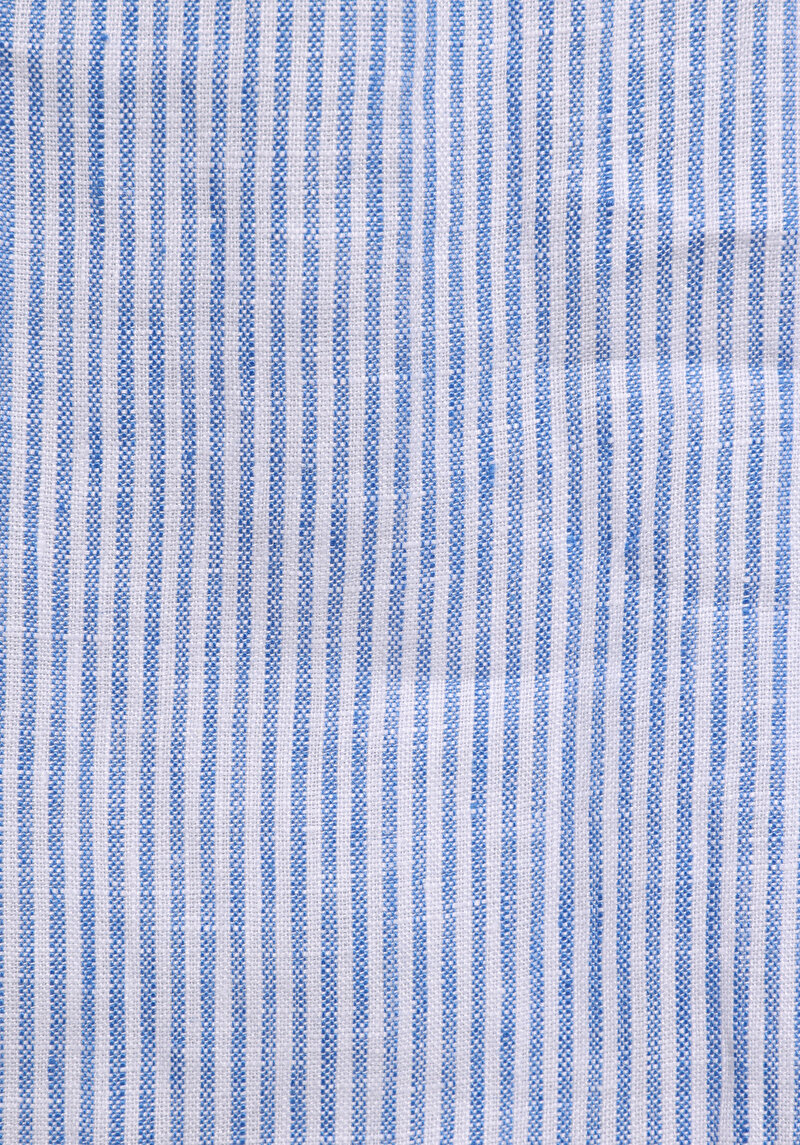 Fashion Fit Shirt Neck Çizgili Kadın Mavi Uzun Kol Gömlek