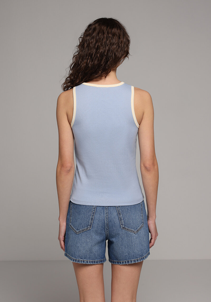 Slim Fit Kadın Mavi Atlet