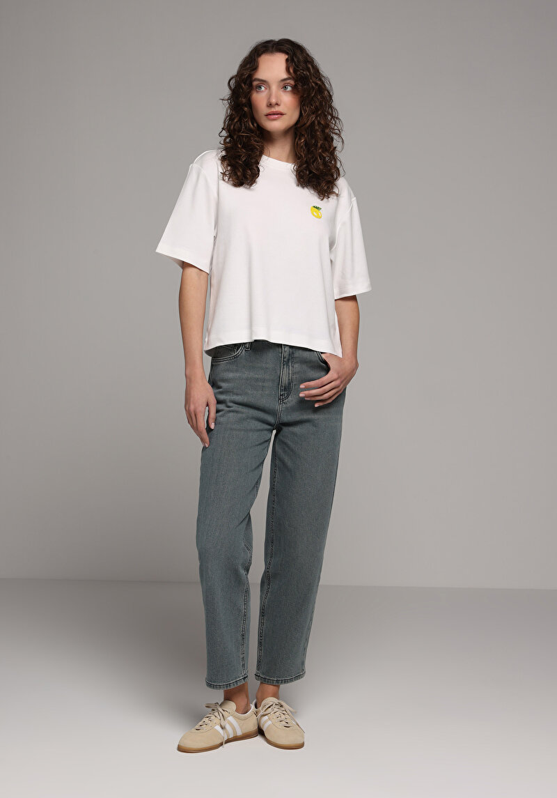 Straight Fit   Kadın Over Dyed Denim Jean Pantolon