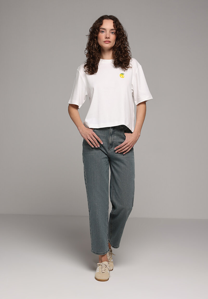Straight Fit   Kadın Over Dyed Denim Jean Pantolon