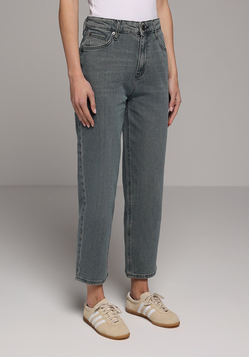 Straight Fit   Kadın Over Dyed Denim Jean Pantolon