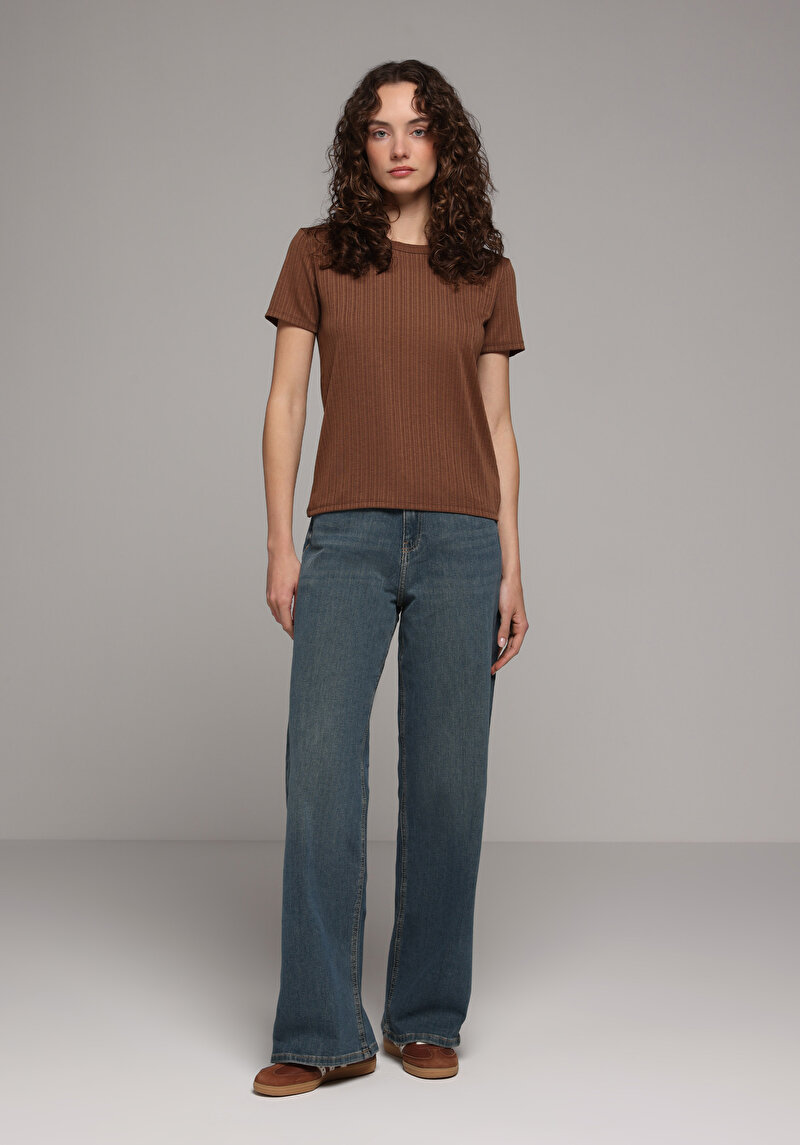 Regular Fit   Kadın Over Dyed Denim Jean Pantolon
