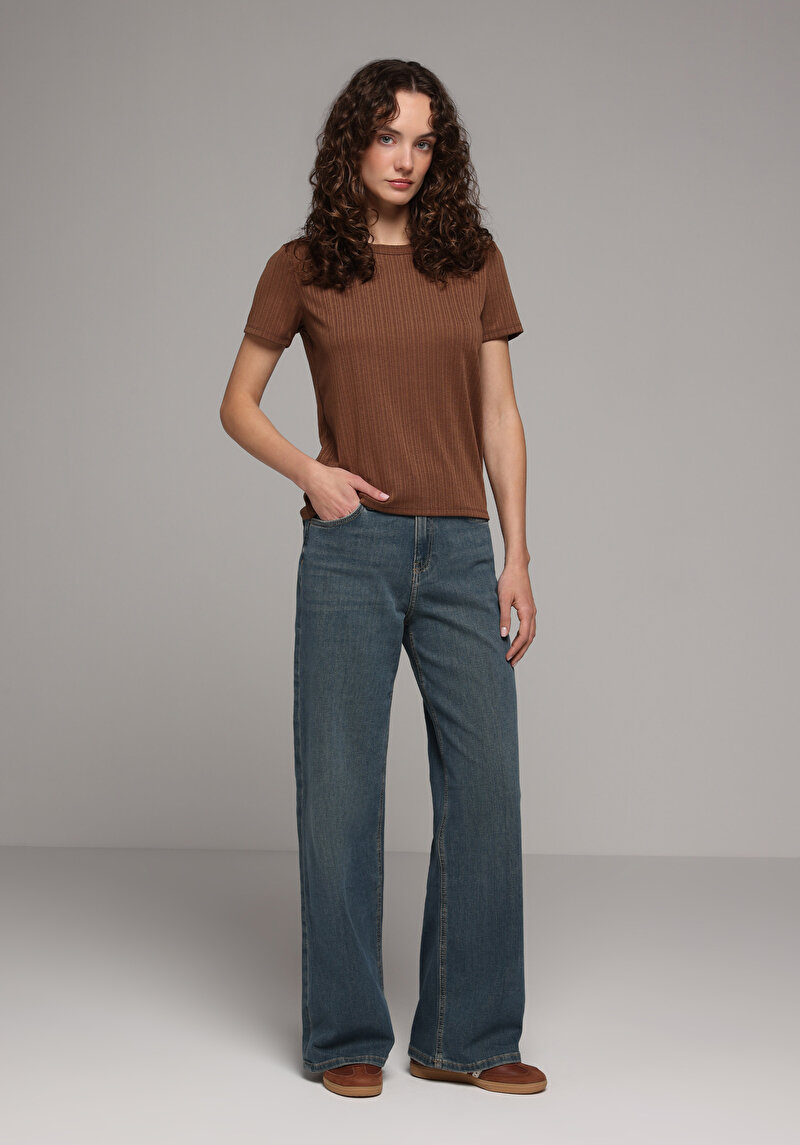 Regular Fit Kadın Over Dyed Denim Jean Pantolon