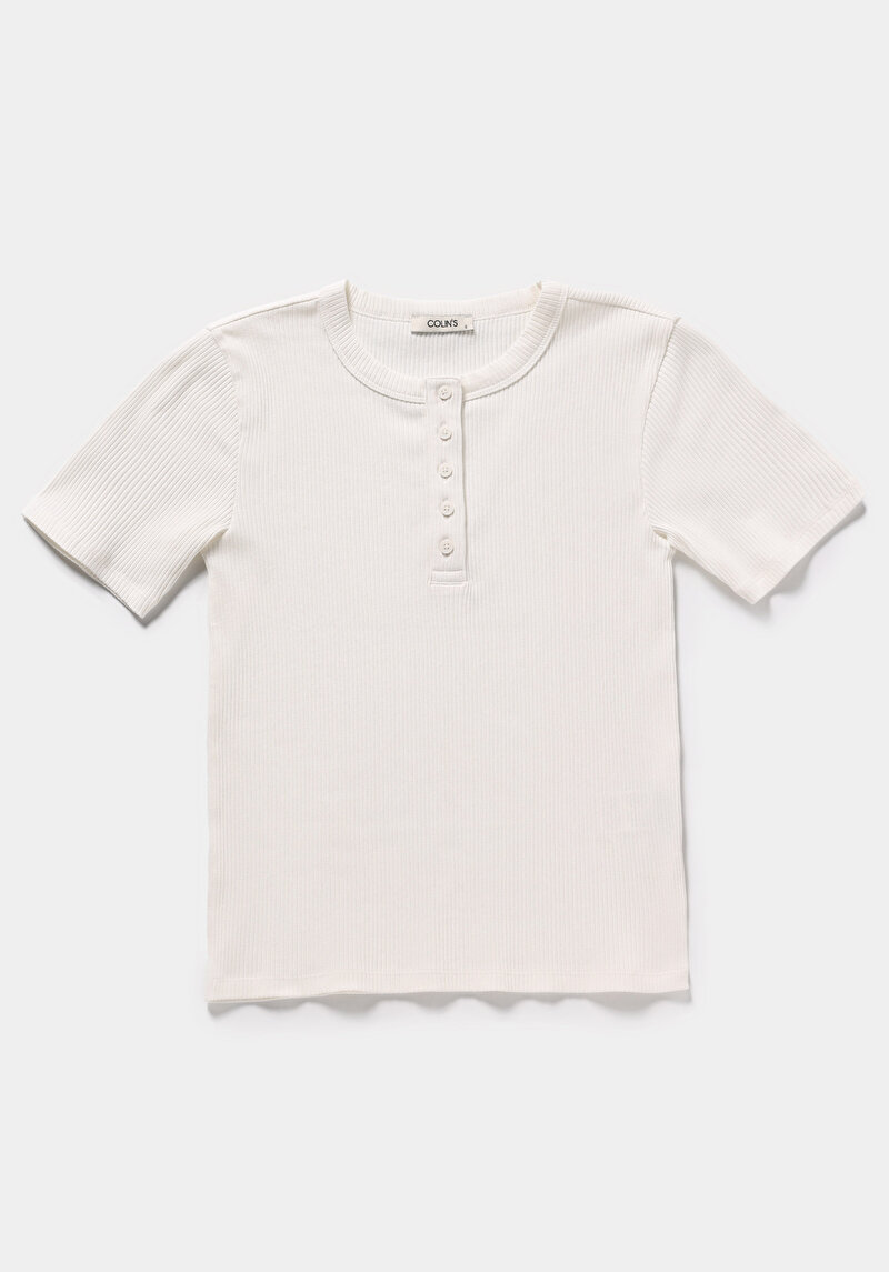Slim Fit Yuvarlak Yaka Düz Kadın Beyaz Kısa Kol Tişört