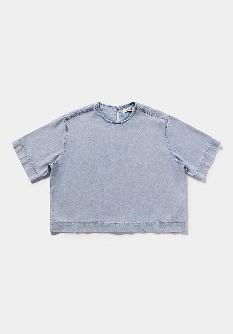 Oversize Fit   Kadın Light İndigo Denim  Gömlek