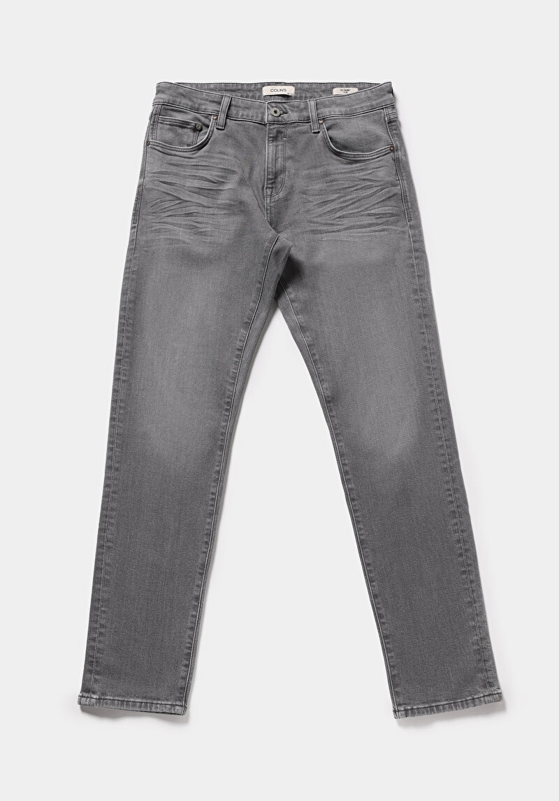Slim Fit   Erkek Grey Denim Jean Pantolon