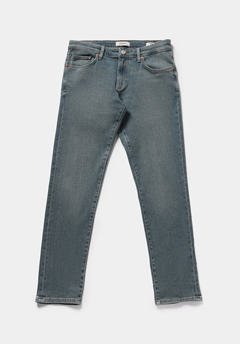 Slim Fit   Erkek Green Cast Denim Jean Pantolon
