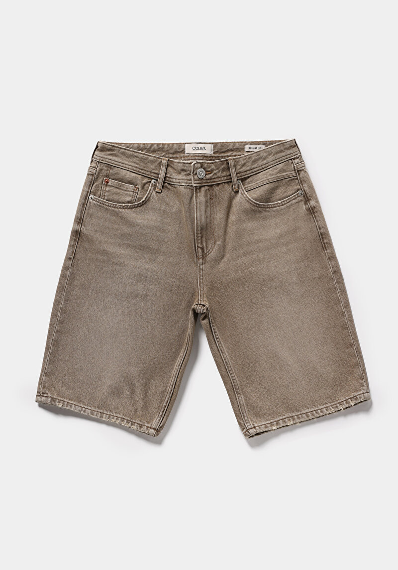 Regular Fit Orta Bel Düz Erkek Colour Denim Jean Şort