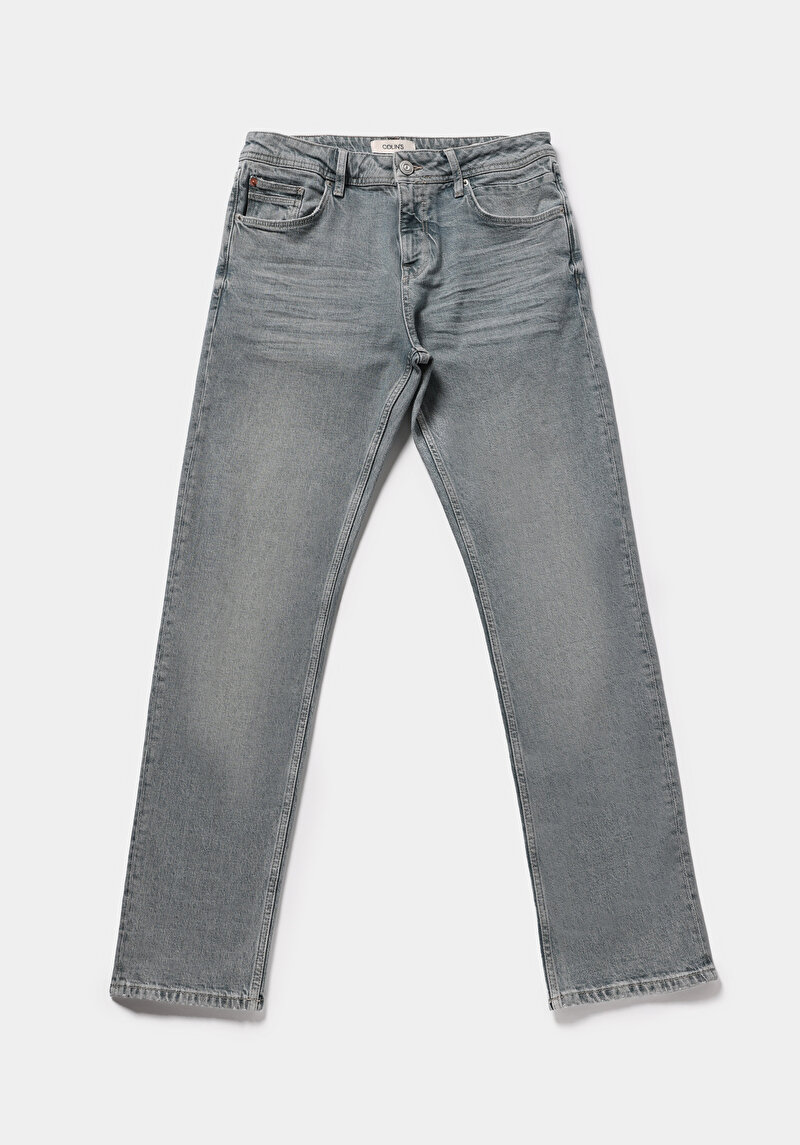 Straight Fit   Erkek Green Cast Denim Jean Pantolon