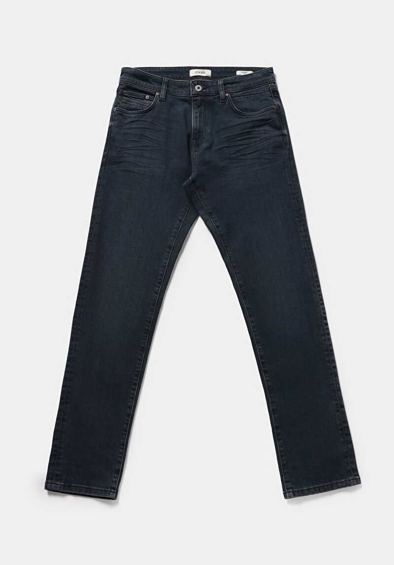 Slim Fit   Erkek Blue Black Denim Jean Pantolon