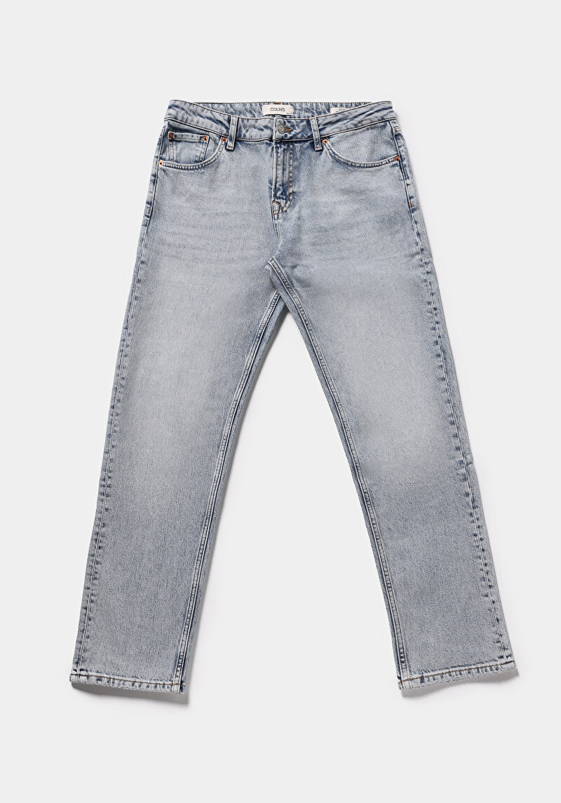 Regular Fit   Erkek Light İndigo Denim Jean Pantolon