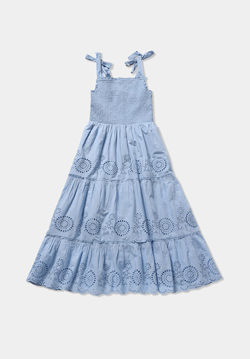 Regular Fit Desenli Kadın Mavi Elbise