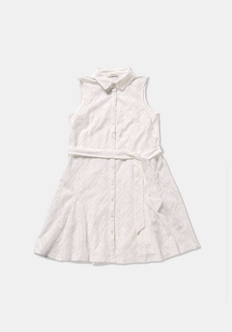 Regular Fit Düz Kadın Beyaz Kolsuz Elbise