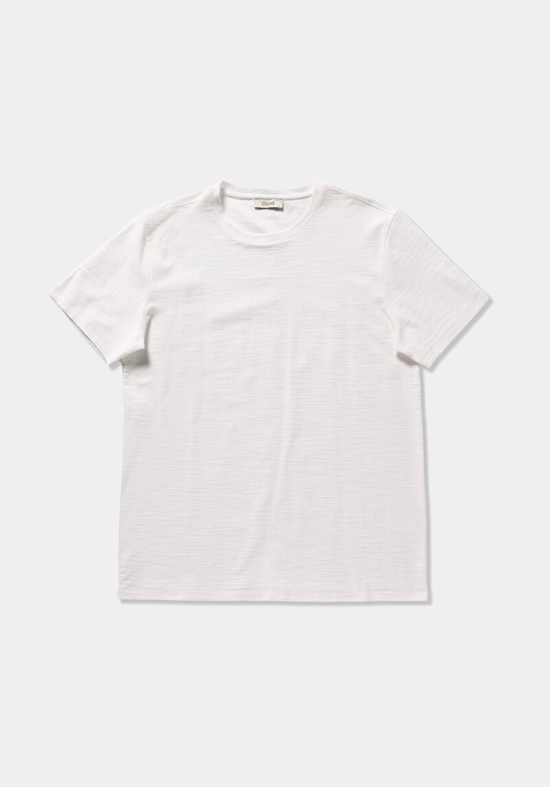 Regular Fit Yuvarlak Yaka Düz Erkek Beyaz Kısa Kol Tişört