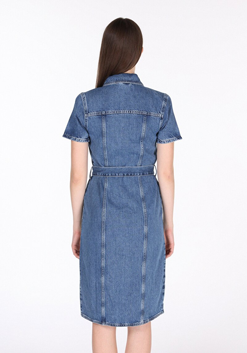 Slim Fit Düz Kadın Denim Kolsuz Elbise