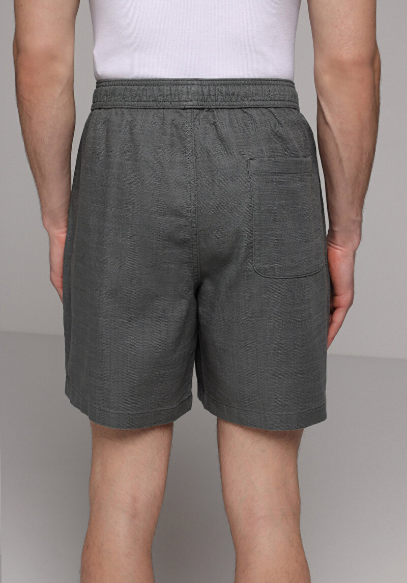 Relaxed Fit Orta Bel Düz Erkek Yeşil Şort