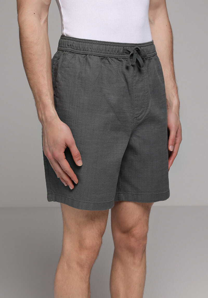 Relaxed Fit Orta Bel Düz Erkek Yeşil Şort