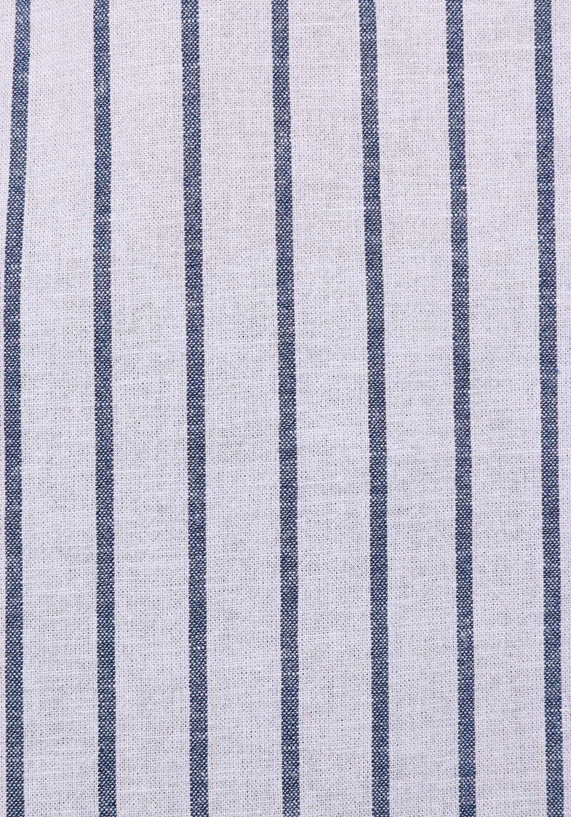Regular Fit Shirt Neck Çizgili Erkek Lacivert Uzun Kol Gömlek