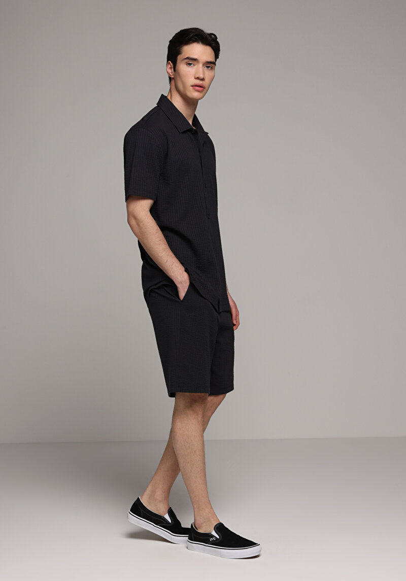 Regular Fit Polo Yaka Düz Erkek Lacivert Kısa Kol Tişört