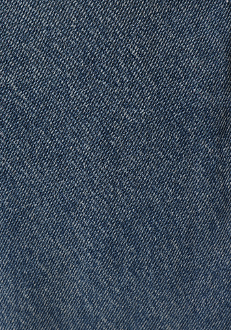 Loose Straight Fit Orta Bel Düz Erkek Mid İndigo Denim Jean Şort