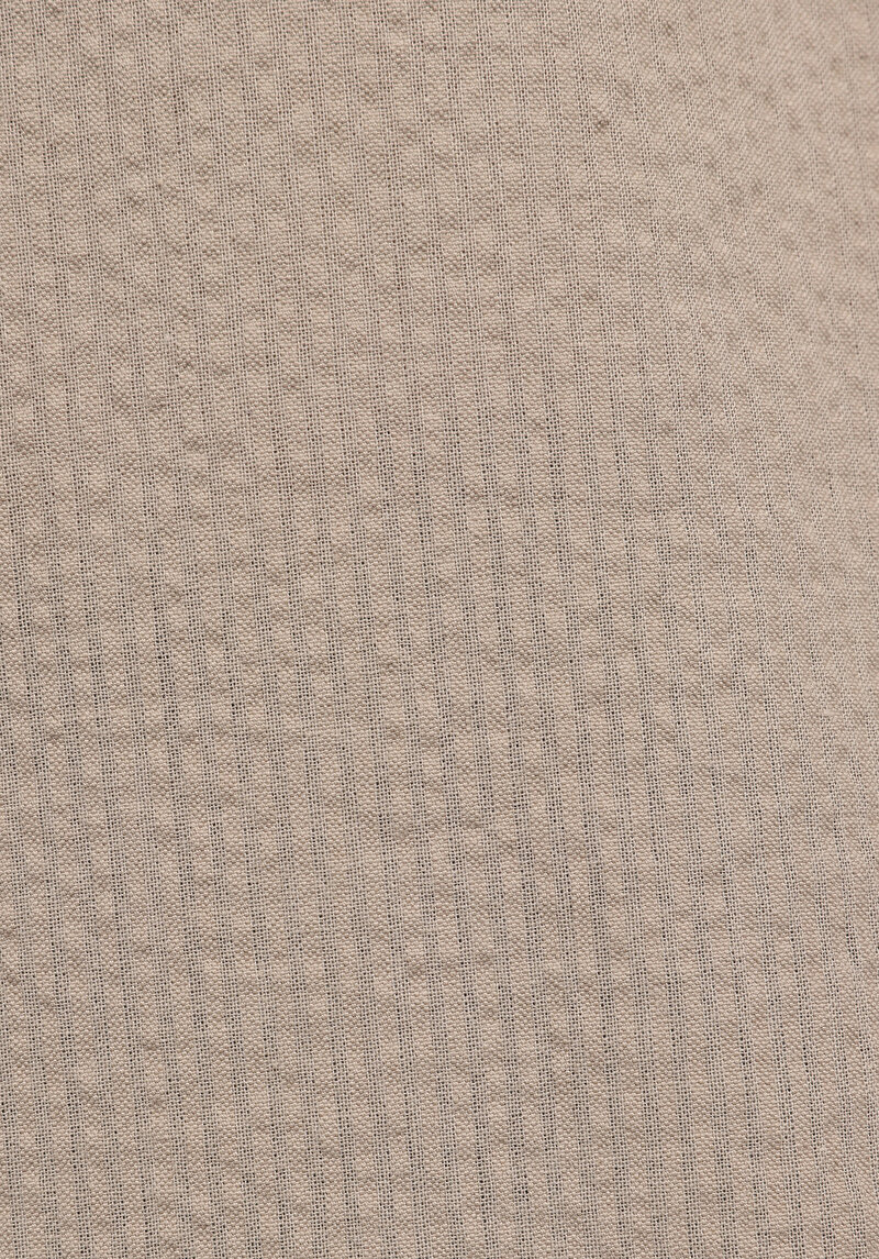 Regular Fit Shirt Neck Düz Erkek Bej Kısa Kol Gömlek