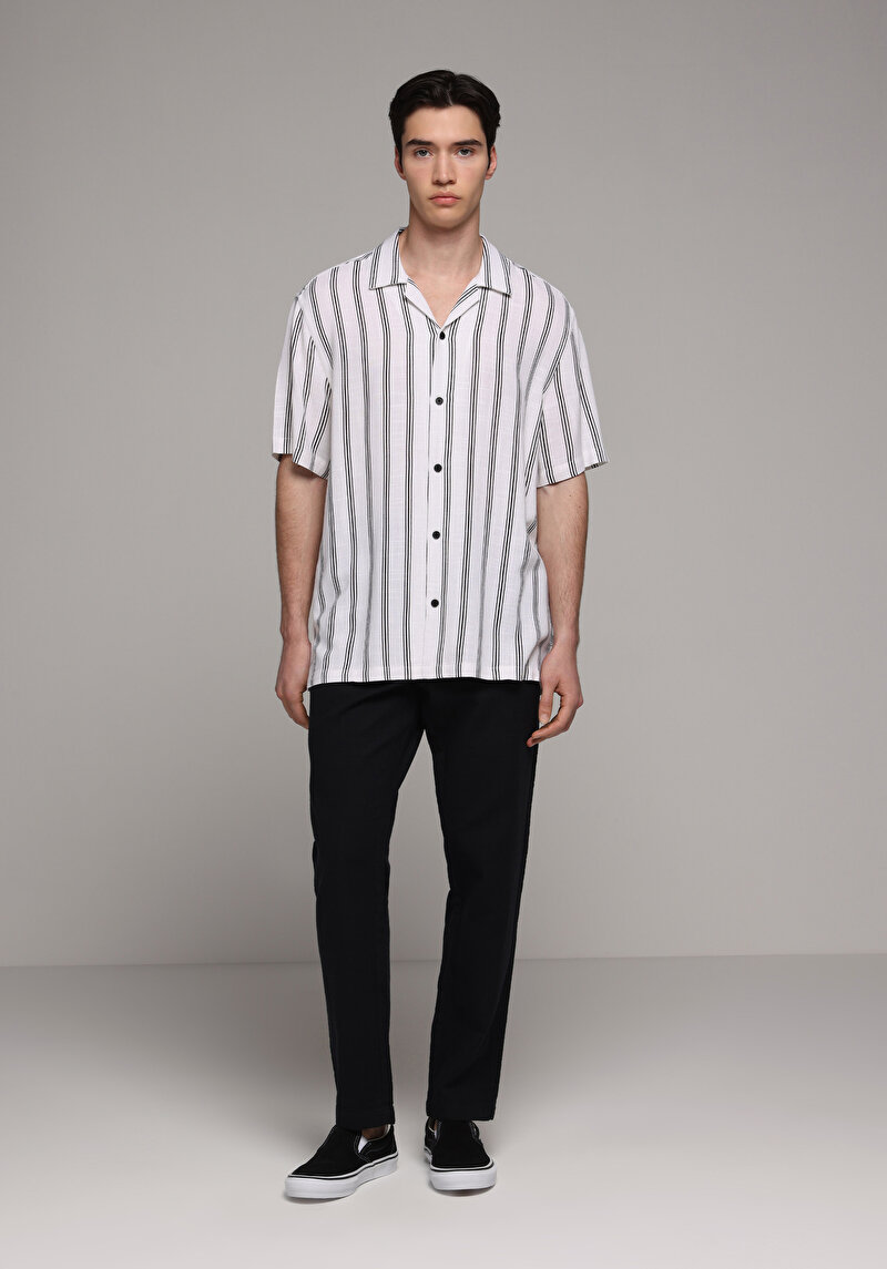 Regular Fit Orta Bel Düz Paça Erkek Siyah  Pantolon