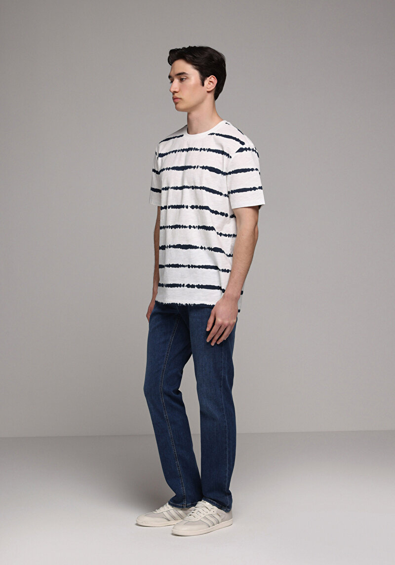 Straight Fit Erkek Mid İndigo Denim Jean Pantolon