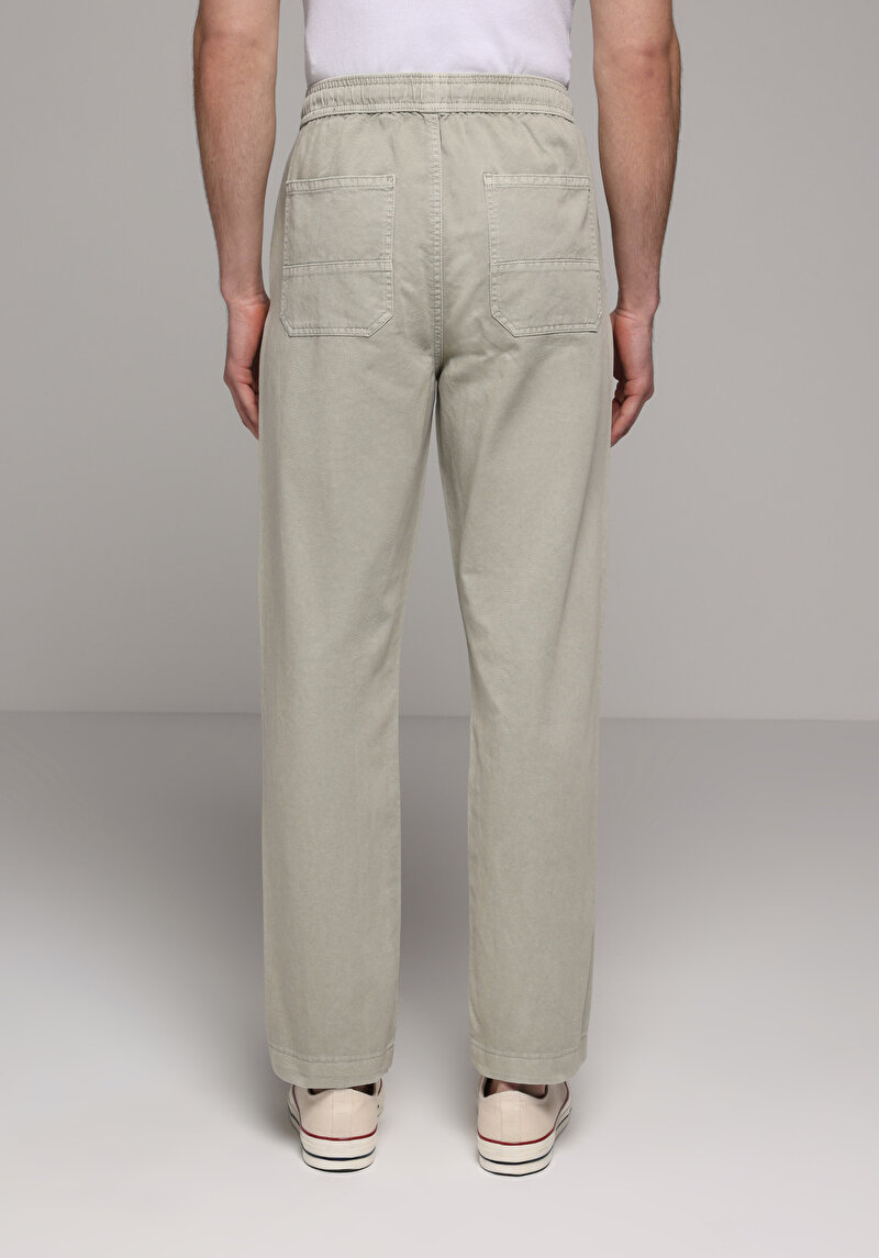 Regular Fit Orta Bel Düz Paça Erkek Yeşil  Pantolon