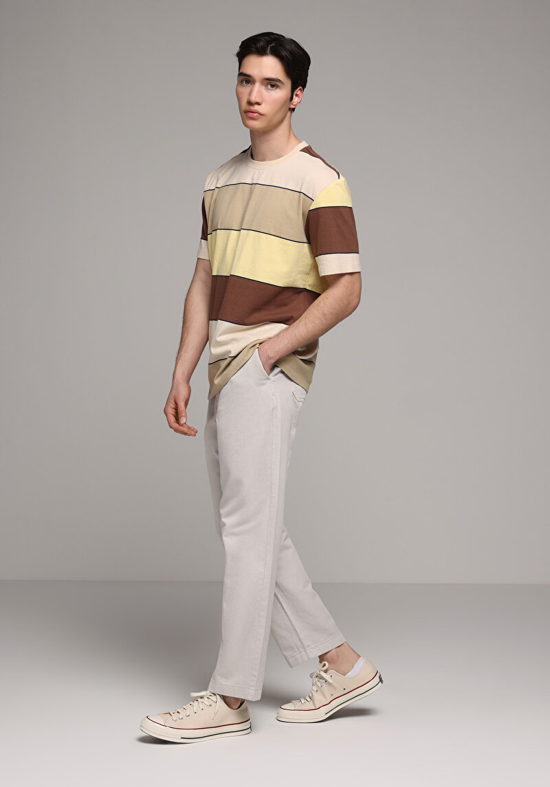 Regular Fit Orta Bel Düz Paça Erkek Taş  Pantolon