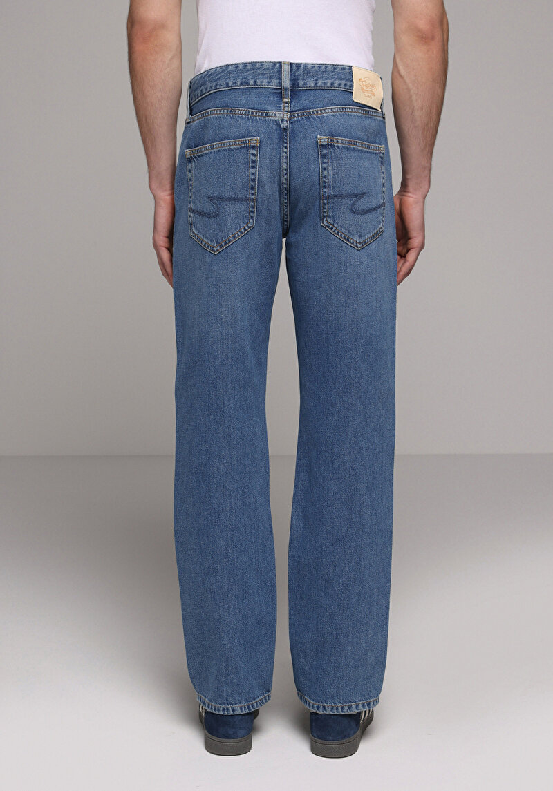 Regular Fit Erkek Mid İndigo Denim Jean Pantolon