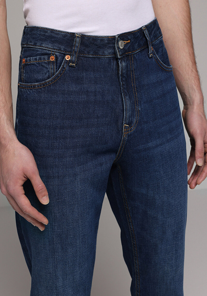 Regular Fit   Erkek Koyu İndigo Jean Pantolon