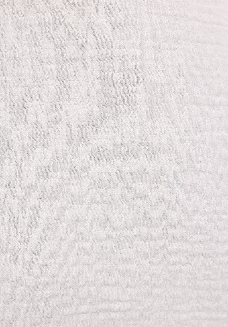 Relaxed Fit Shirt Neck Düz Erkek Beyaz Uzun Kol Gömlek