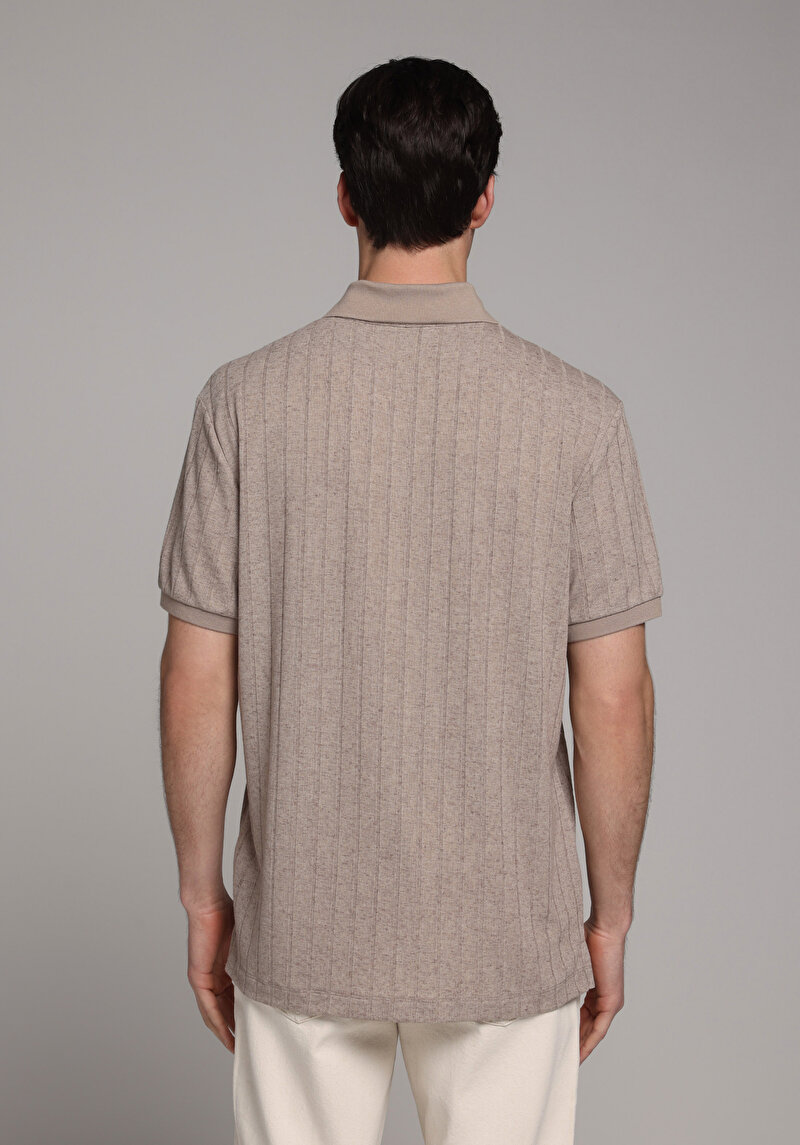 Regular Fit Polo Yaka Düz Erkek Gri Kısa Kol Tişört
