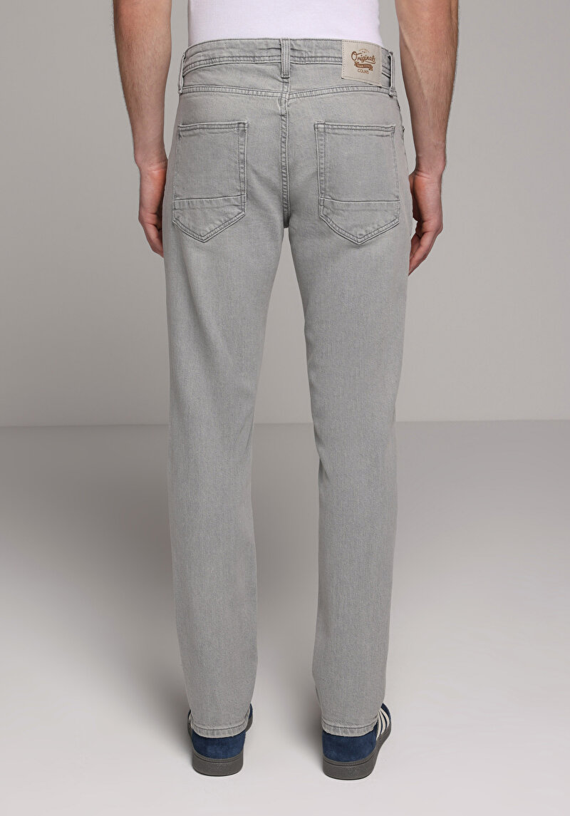 Straight Fit   Erkek Grey Denim Jean Pantolon