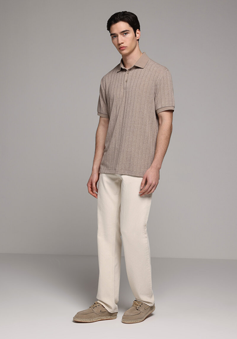 Regular Fit Erkek Ecru Denim Jean Pantolon